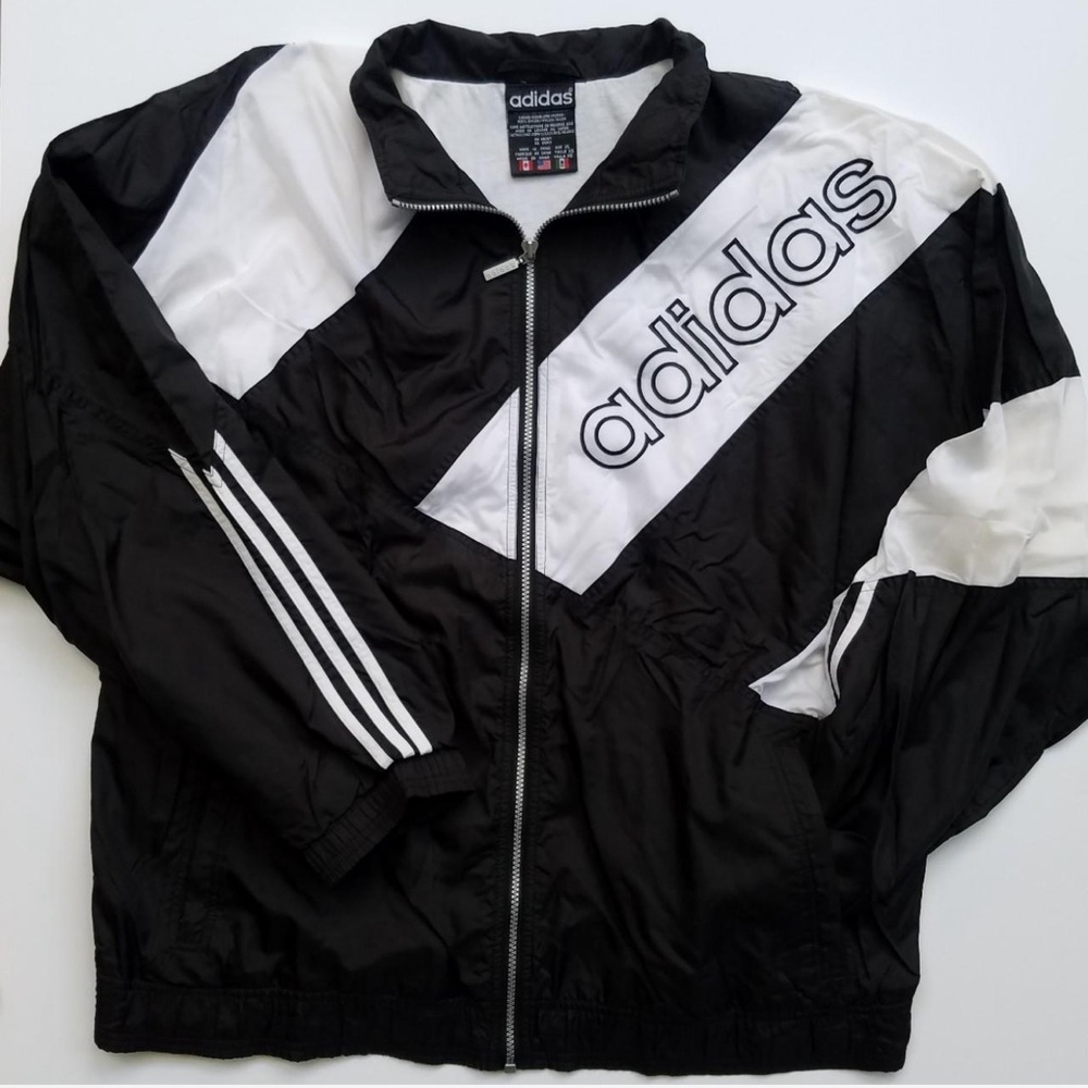 Adidas Men's Black and White Windbreaker